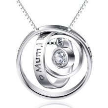 Gifts for Mum Sterling Silver Engraved Three Ring Pendant Necklace Jewellery for Mum