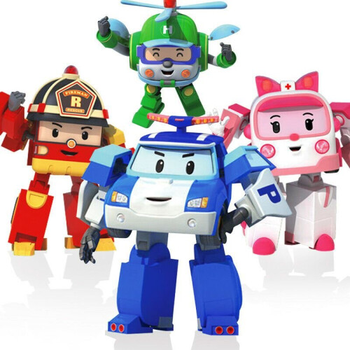 4pcs Robocar Poli Ambe Roy Helly Robot Transformers Toys