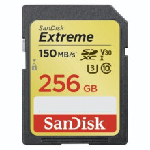 SanDisk Extreme 256 GB SDXC Memory Card, Up to 150 MB/s, Class 10, U3, V30