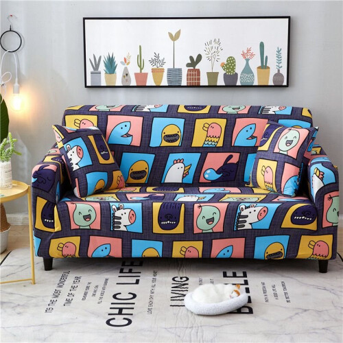 (Smile, 2 Seater) 1/2/3/4 Seater Soft Stretch Corner Sofa Cover Slipcover