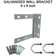 6"x 6 Inch Galvanised TV Aerial Wall Mount Bracket with Fixing Kit For Pole Mast