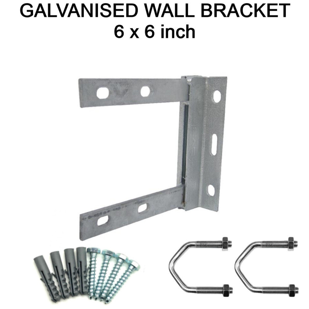 6"X 6 Inch Galvanised Tv Aerial Wall Mount Bracket With Fixing Kit For Pole Mast 3713804102333