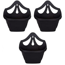 (Black, 3) Venetian Wall Fence Mounted Garden Plant Flower Basket Pot Planter Container