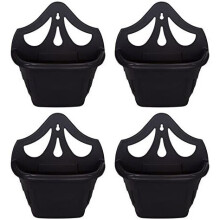 (Black, 4) Venetian Wall Fence Mounted Garden Plant Flower Basket Pot Planter Container