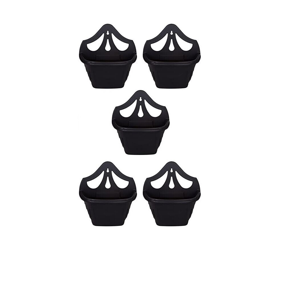 (Black, 5) Venetian Wall Fence Mounted Garden Plant Flower Basket Pot Planter Container