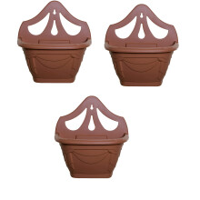 (Terracotta , 3) Venetian Wall Fence Mounted Garden Plant Flower Basket Pot Planter Container