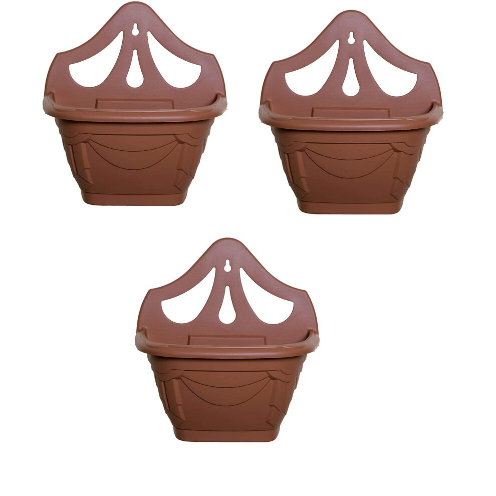 (Terracotta , 3) VENETIAN WALL FENCE MOUNTED GARDEN PLANT FLOWER BASKET POT PLANTER CONTAINER