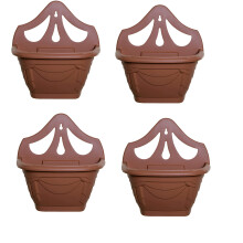 (Terracotta , 4) Venetian Wall Fence Mounted Garden Plant Flower Basket Pot Planter Container