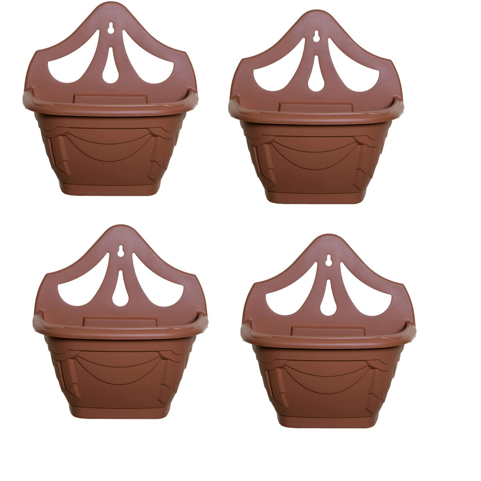 (Terracotta , 4) Venetian Wall Fence Mounted Garden Plant Flower Basket Pot Planter Container