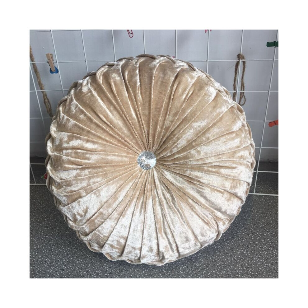(Beige) Couch Back Pad Floor Home Round Velvet Pumpkin Cushion Tatami Seat Sofa Pillow