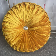 (Golden Yellow) Couch Back Pad Floor Home Round Velvet Pumpkin Cushion Tatami Seat Sofa Pillow