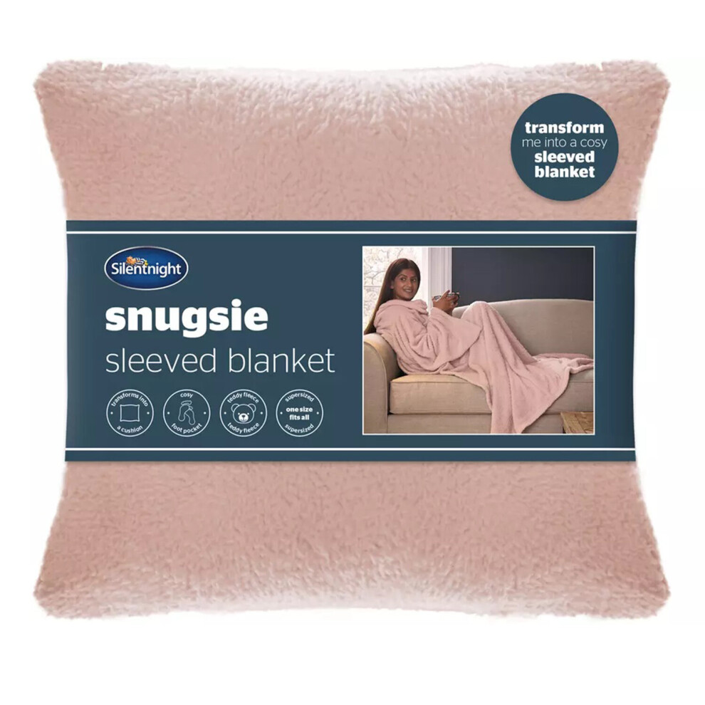 Silentnight Snugsie Teddy Fleece Throw Wearable Blanket Sleeves Pocket Soft Cosy