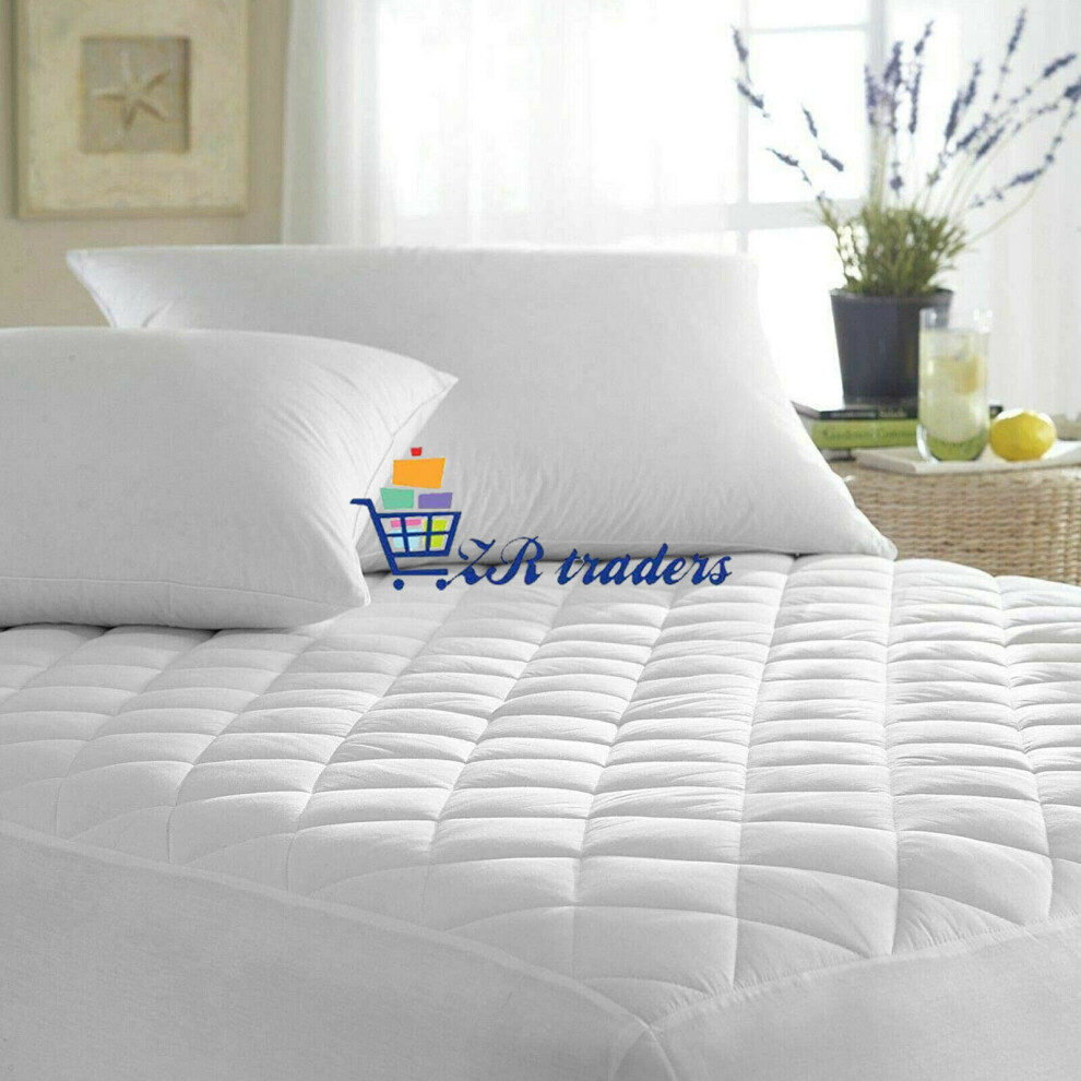 (Super King) PROTECTOR MATTRESS QUILTED COVER FITTED PAD DEEP TOPPER QUEEN WATERPROOF SHEET