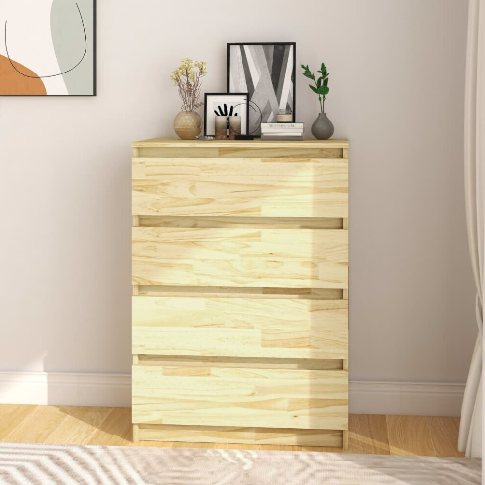 Vidaxl Solid Pinewood Side Cabinet Bedroom Sideboard Storage Drawer Cabinet