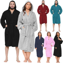 (White, L) Unisex Luxury Egyptian Cotton Toweling Bath Gown