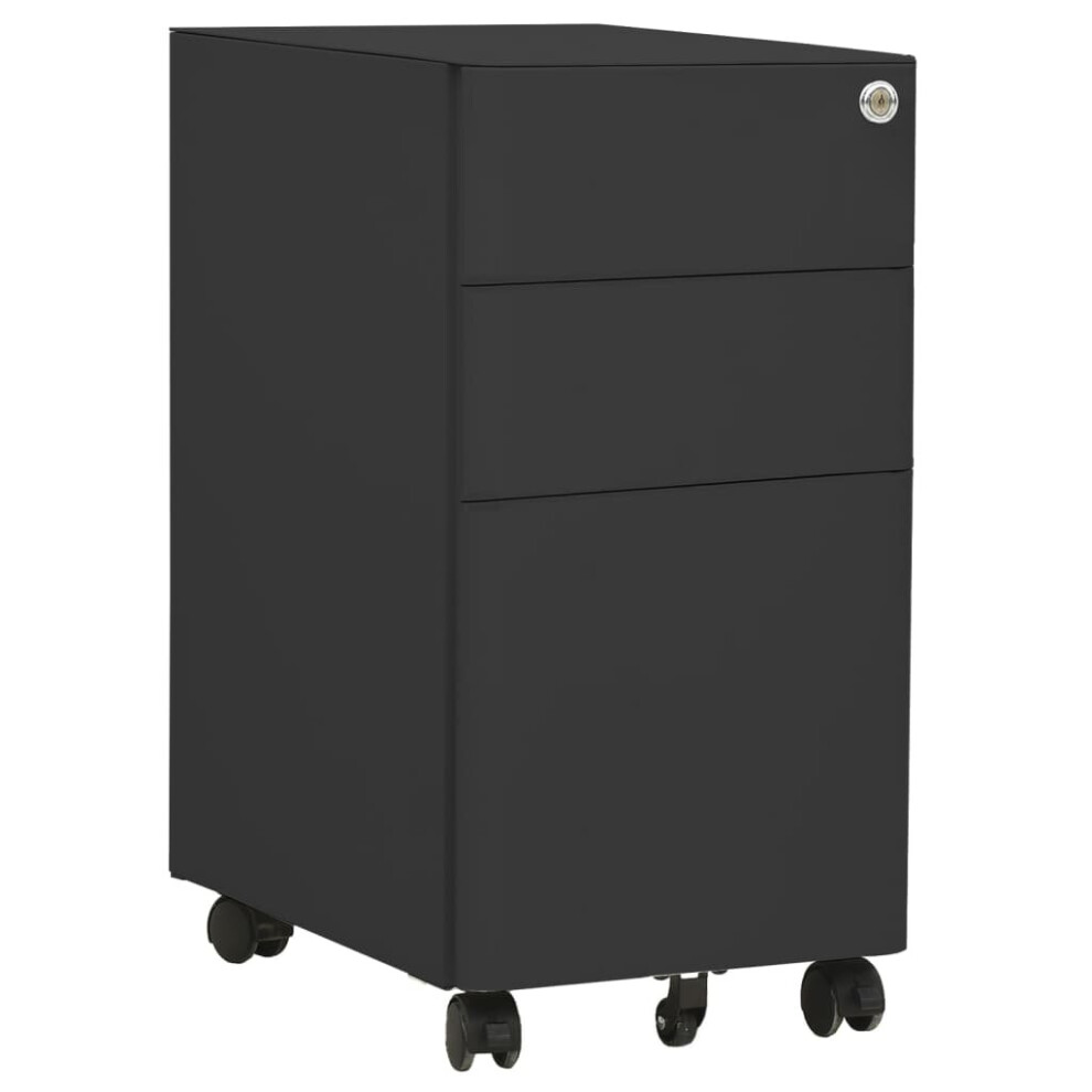 Vidaxl Mobile File Cabinet Anthracite Steel Office Storage Filing Cabinet