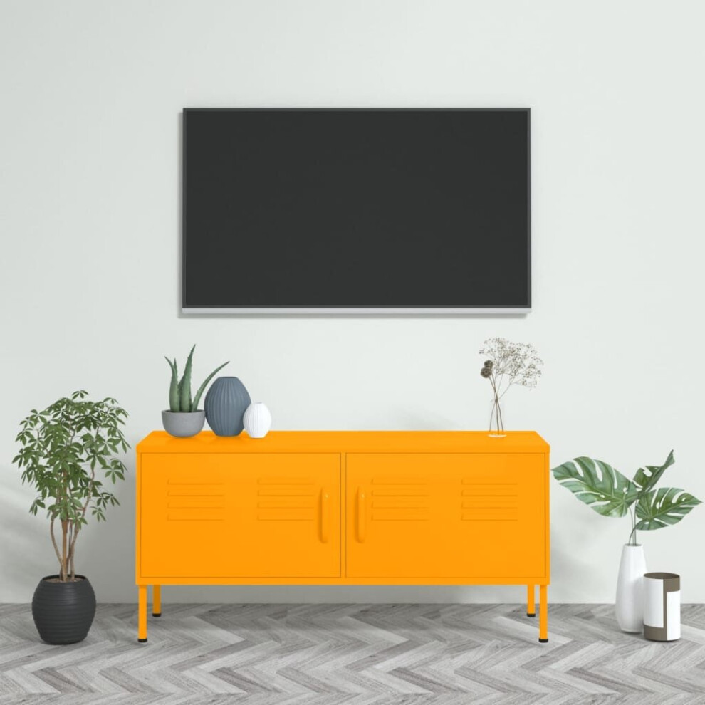 Vidaxl Tv Cabinet Mustard Yellow Steel Tv Stands Stereo Cabinet Media Unit