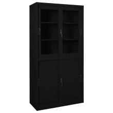 vidaXL Office Cabinet with Sliding Door Black Steel Filing Storage Cabinet