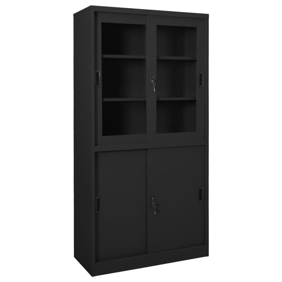 vidaXL Office Cabinet with Sliding Door Anthracite Steel File Storage Cabinet