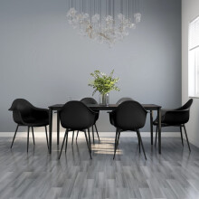 vidaXL 6x Dining Chairs Black PP Home Kitchen Modern Dinner Chair Seating Seat
