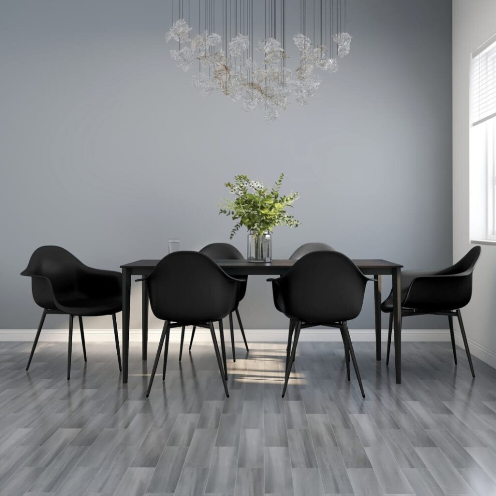Vidaxl 6X Dining Chairs Black Pp Home Kitchen Modern Dinner Chair Seating Seat