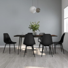 vidaXL 6x Dining Chairs Black PP Home Kitchen Modern Dinner Chair Seating Seat
