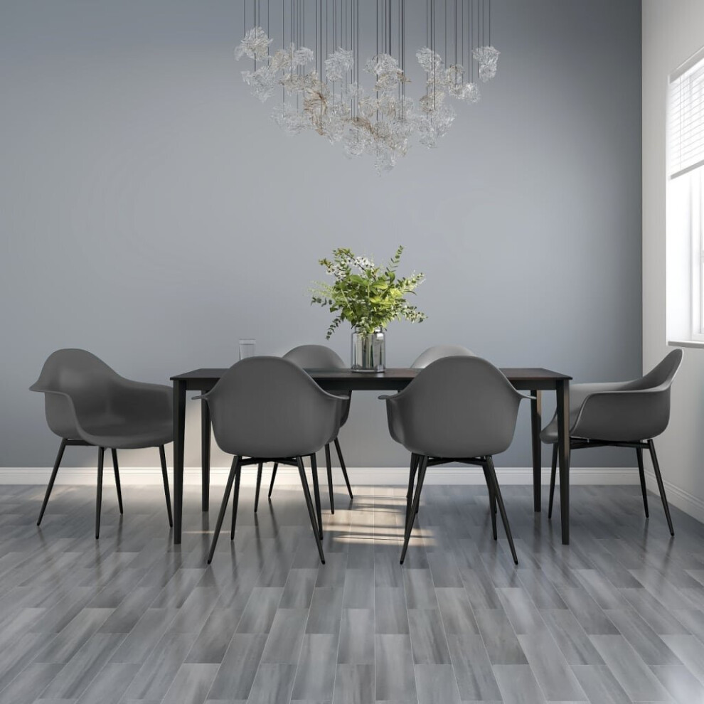 Vidaxl 6X Dining Chairs Grey Pp Home Kitchen Modern Dinner Chair Seating Seat