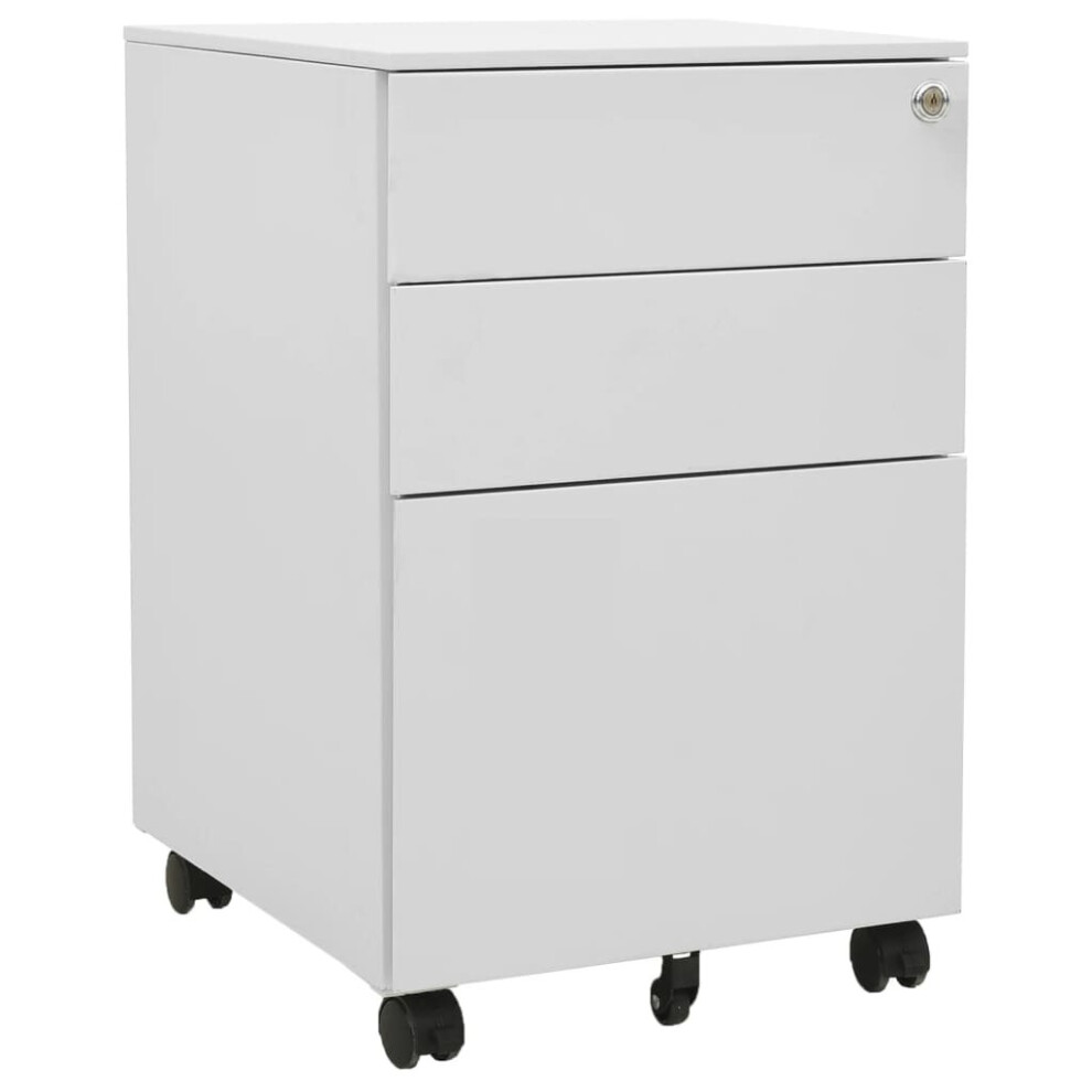 vidaXL Mobile File Cabinet Light Grey Steel Office File Storage Filing Cabinet