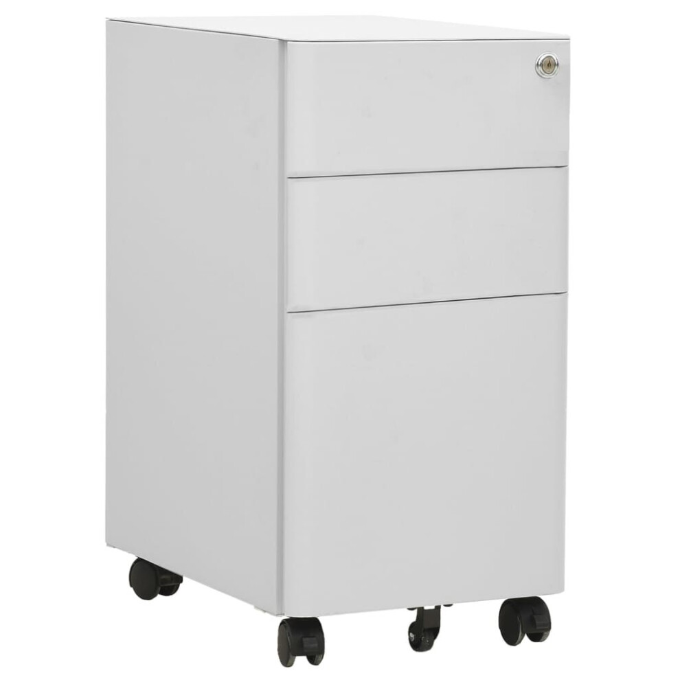 vidaXL Mobile File Cabinet Light Grey Steel Office Storage Filing Cabinet