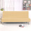 (Beige, Large) Elastic Solid Sofa Cover Folding Armless Fabric Futon Cover Replacement 1