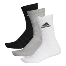(43-45, 8.5-10, Grey/White/Black) Adidas Cushioned Crew Socks 3 Pairs