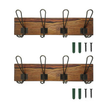 Rustic Coat Rack Wall Mounted, Solid Wooden Coat Hook Rack with 8 Hooks Perfect Touch for Your Entryway, Mudroom, Kitchen, Bathroom and More (Brown) (