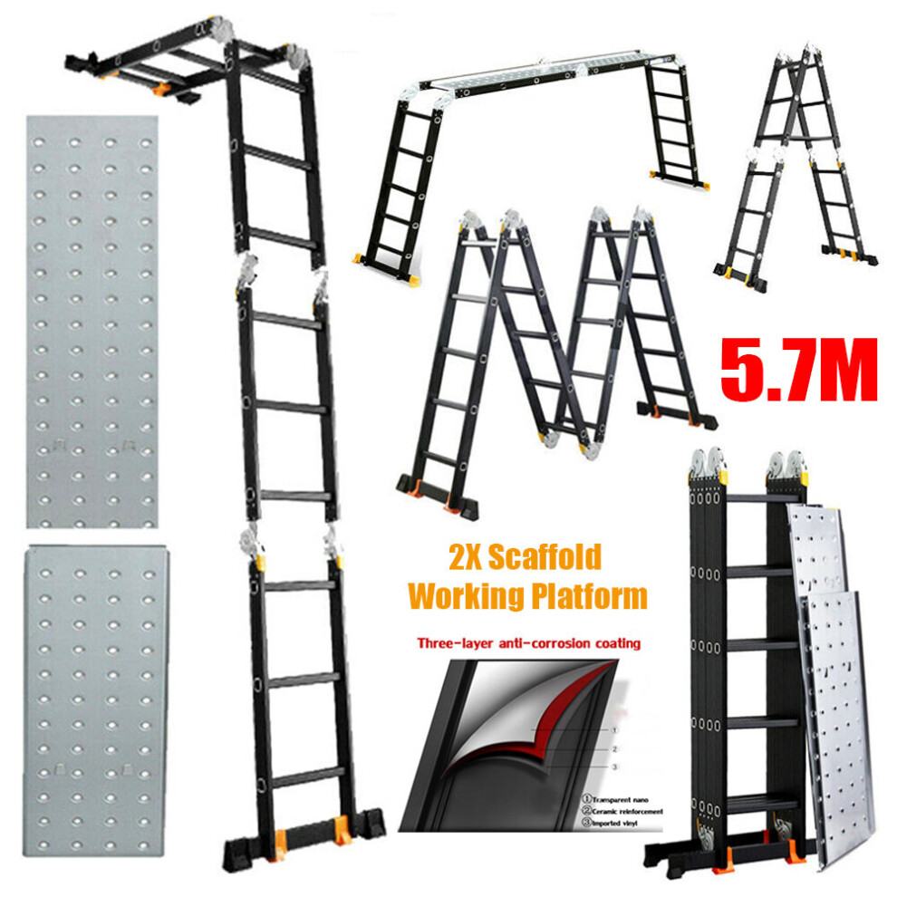 5.7M Combination Ladder Aluminium Foldable Multi-Purpose Platform