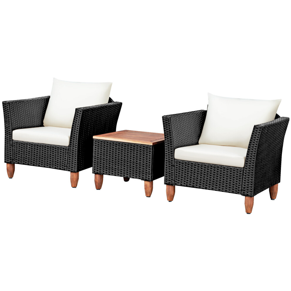 3-piece Patio Rattan Furniture Set Sectional Sofa Conversation Set