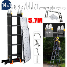 5.7M Multi-Purpose Folding Aluminium Telescopic Ladder with Platform
