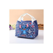 Disney Stitch Insulated Lunch Bag - Cute Canvas Lunch Box with Front Pocket, Keeps Food Fresh, Refrigerator Safe, 22x16x5 cm