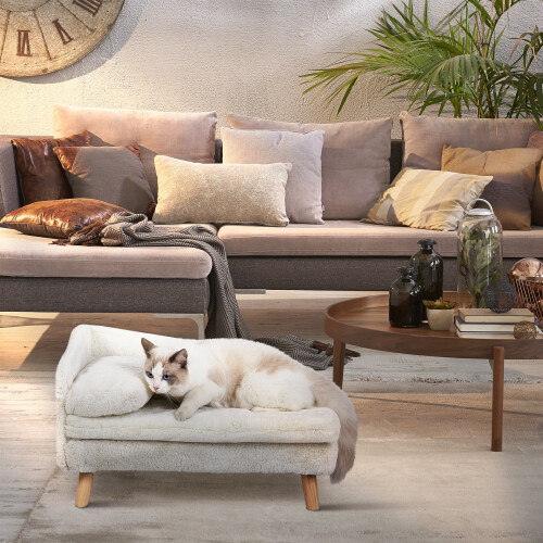 Bingopaw Luxury Cat Bed Stool Dog Sofa Couch Bed Rubber Wood Legs 2