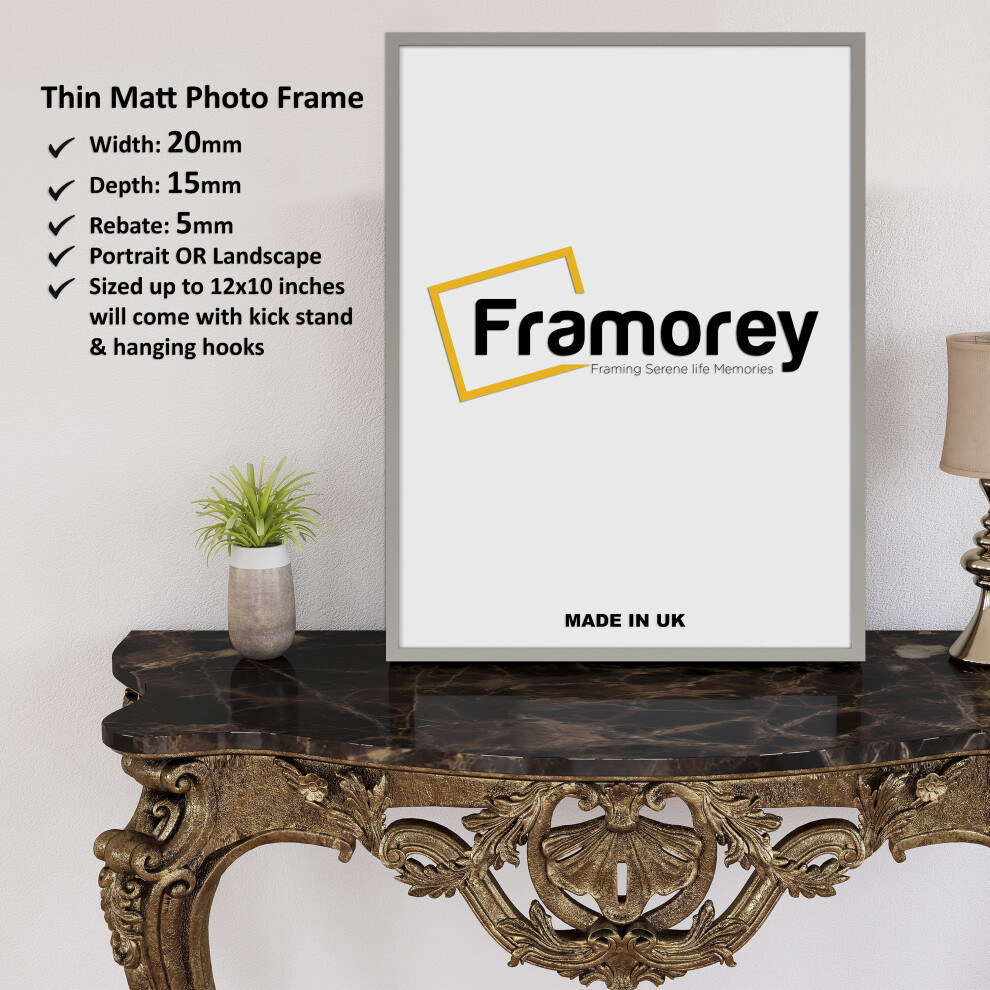 (24x18 Inch) Thin Matt Light Grey Picture Frame / Wall Art Frames / Flat Wooden Effect Poster Frame