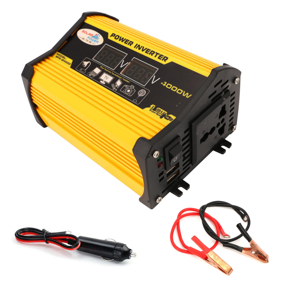 Van Power Inverter DC 12V to AC 220V Sine Wave Dual 2 USB Converter 4000W