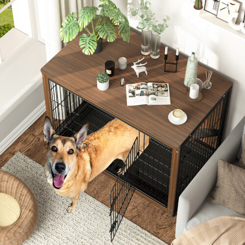 Bingopaw Large Pet Crate Kennel Cage House Night Stand End Table 2