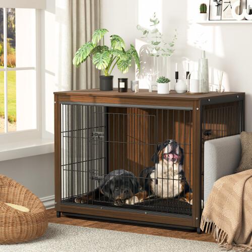 Bingopaw Large Pet Crate Kennel Cage House Night Stand End Table 1