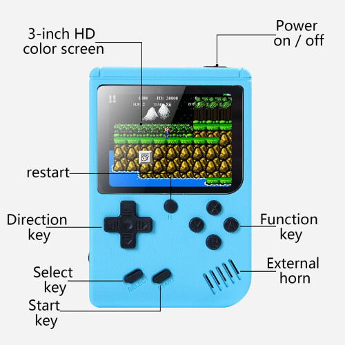 (Green) Handheld Game Players Portable Retro Video Console 1