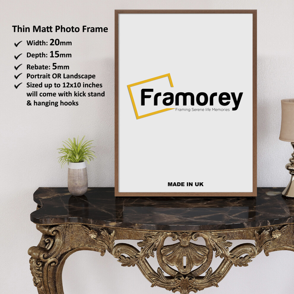 (A3- 420X297MM) Thin Matt Walnut Picture Frame / Wall Art Frames / Flat Wooden Effect Poster Frame