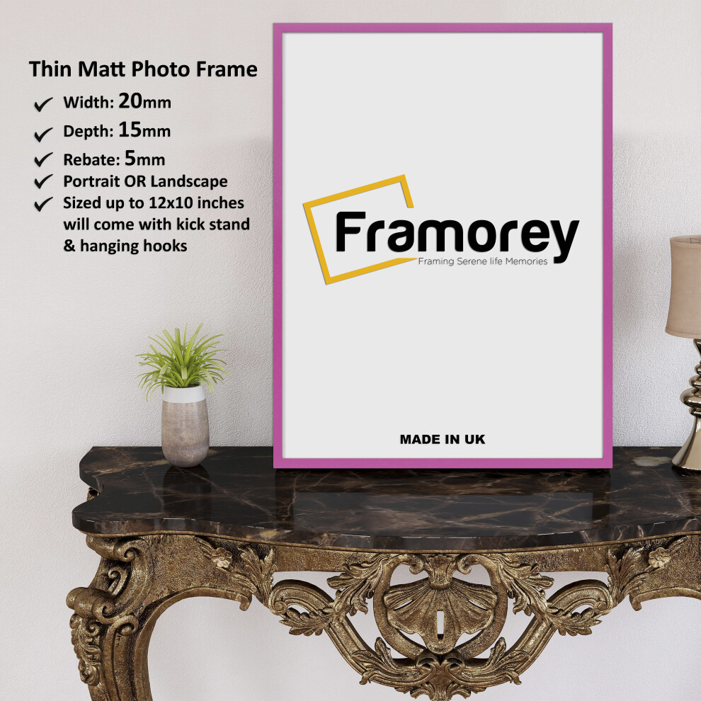 (A4- 297X210MM) Thin Matt Pink Picture Frame / Wall Art Frames / Flat Wooden Effect Poster Frame