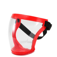 (Red) Anti-fog Full Face Shield Super Protective Head Cover Transparent Safety Mask
