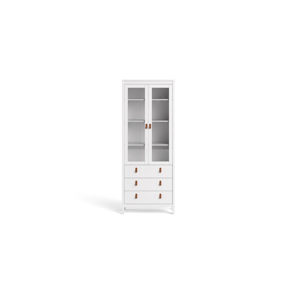 (Barcelona China cabinet 2 doors w/glass + 3 drawers in White) Barcelona China cabinet 2 doors w/glass + 3 drawers in Matt Black, White