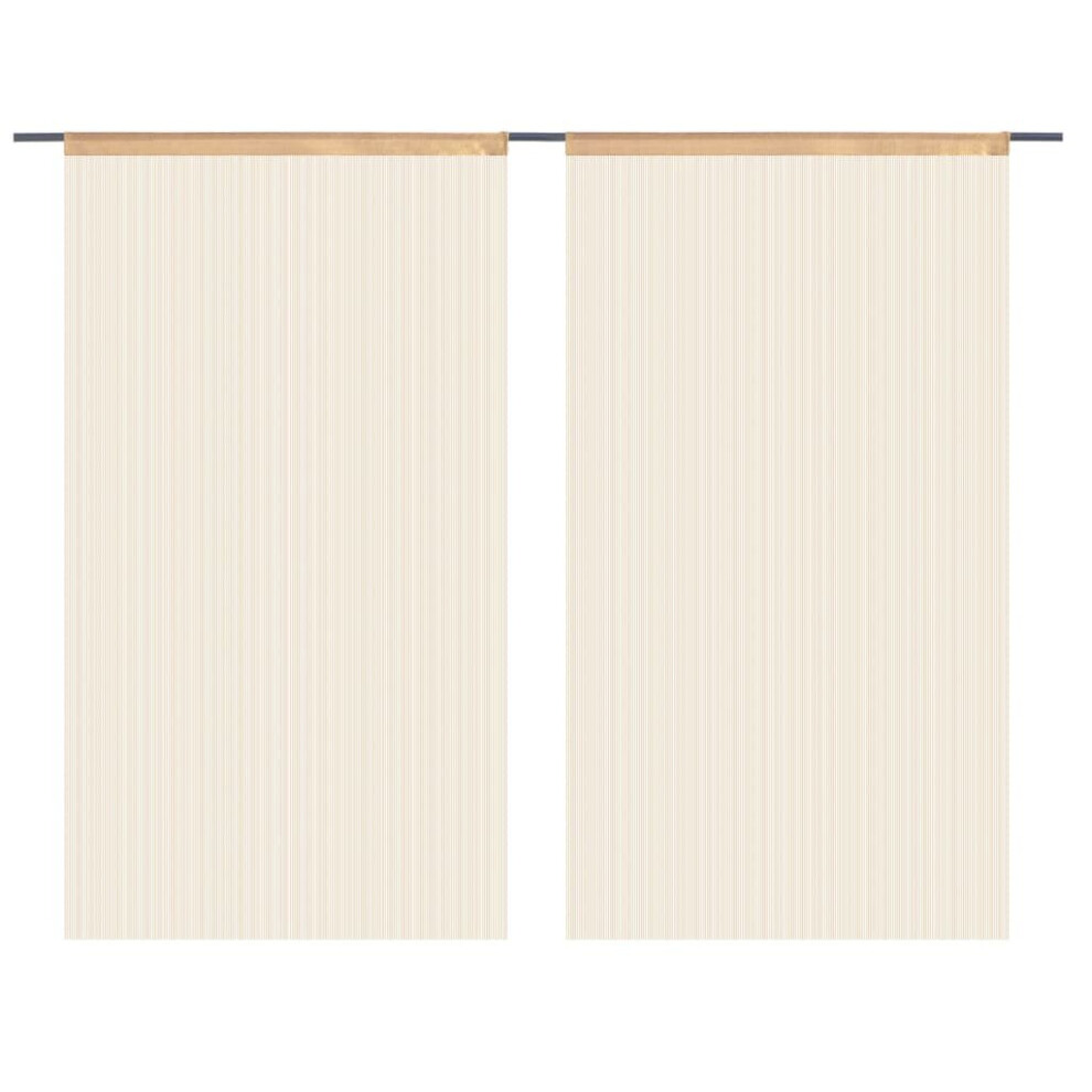 vidaXL 2x String Curtains 140x250 cm Beige Room Divider Window Door Background