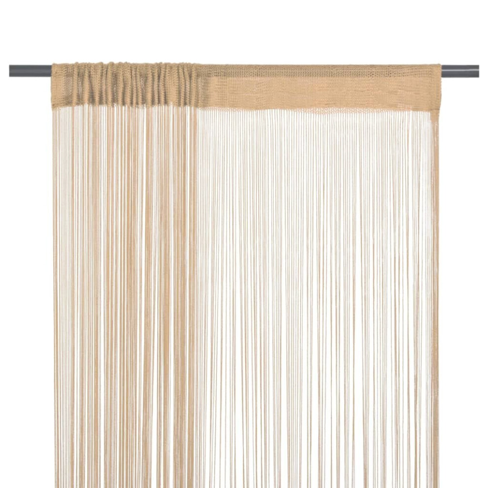 Vidaxl 2X String Curtains 100X250 Cm Beige Room Divider Window Door Background
