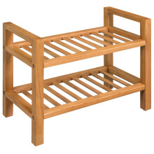 vidaXL Solid Oak Wood Shoe Rack with 2 Shelves 50x27x40cm Footwear Organiser