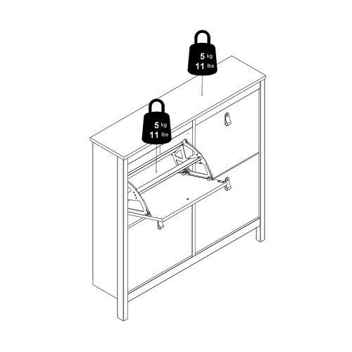 Barcelona Shoe cabinet 4 compartments in Matt Black 1